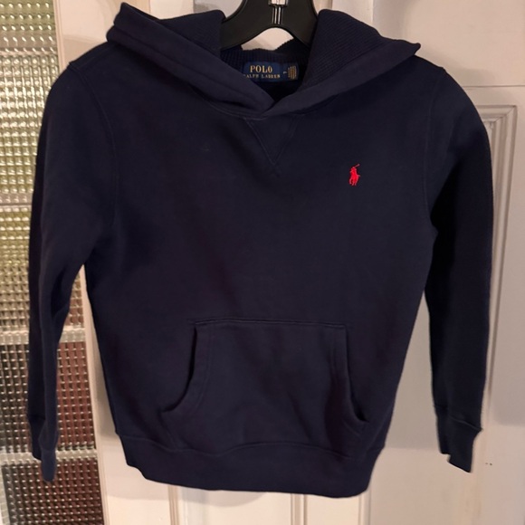 Ralph Lauren Polo Boys Navy Blue Hoodie Pullover Size 7 Red Pony Logo - Picture 10 of 10